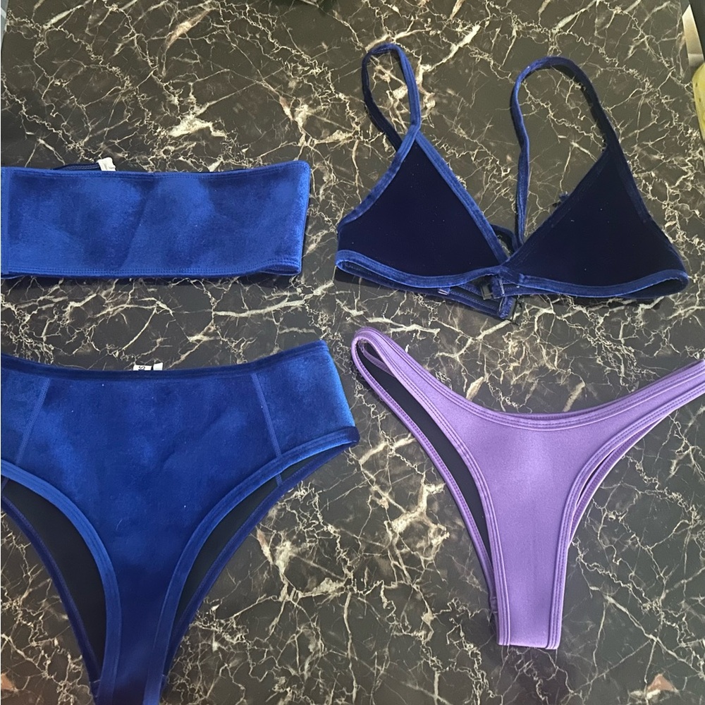 Blue and Purple Bikini Set